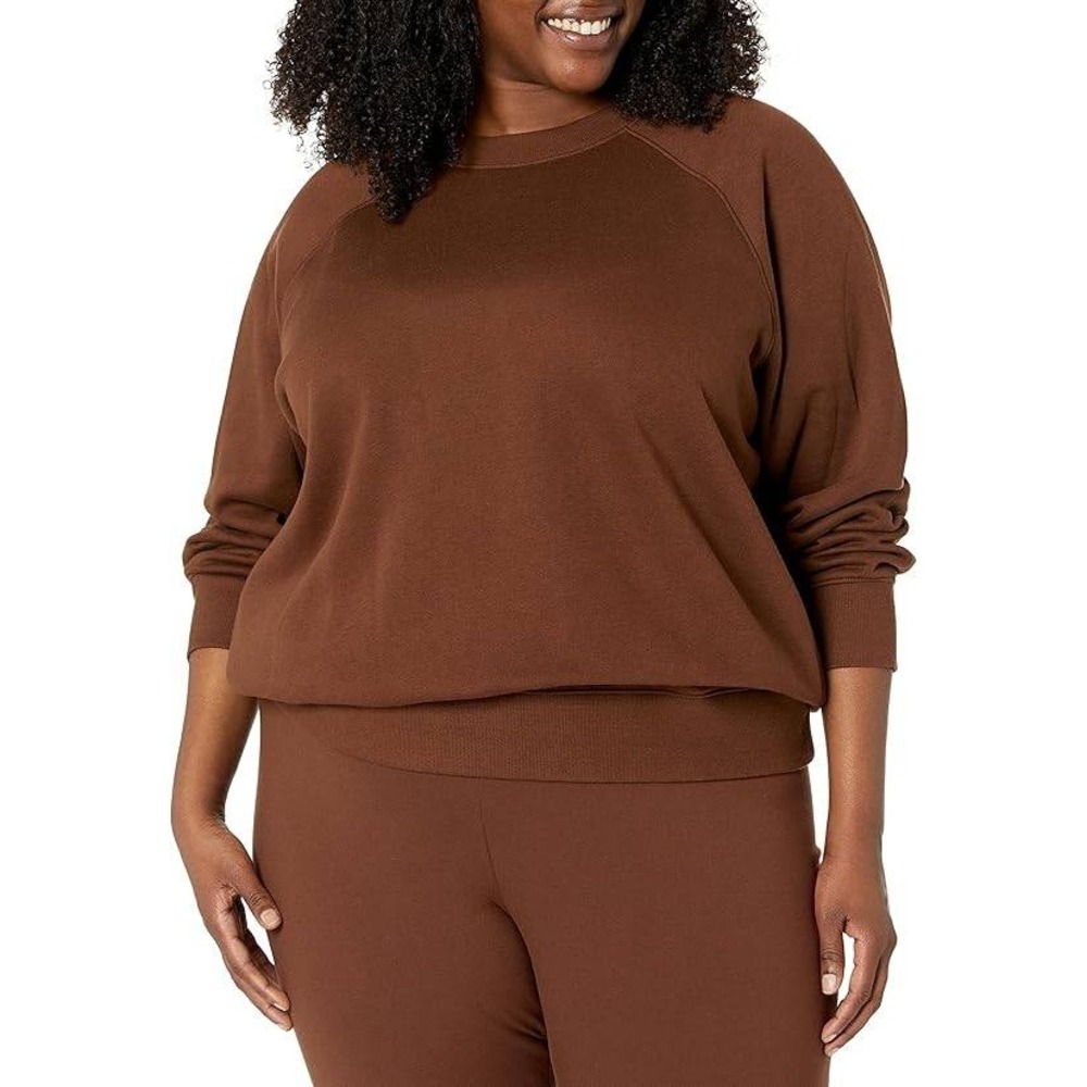 Amazon Essentials Women Brown Long Sleeve Crewneck Sweatshirt Plus Size 2X